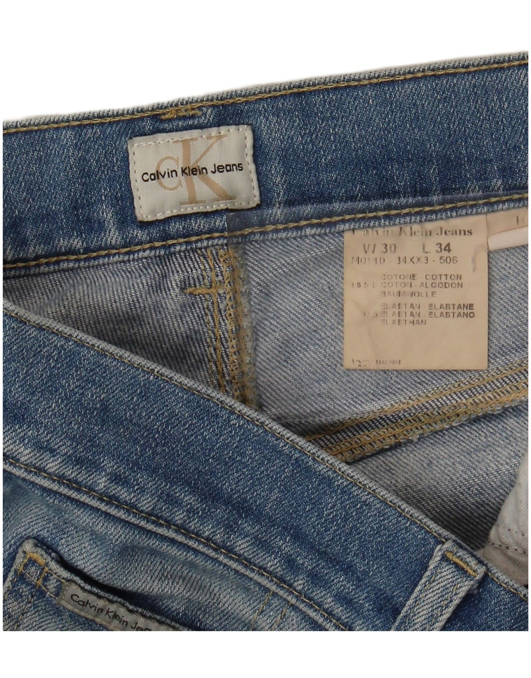 CALVIN KLEIN Jean Cropped Homme W30 L29 Bleu Coton