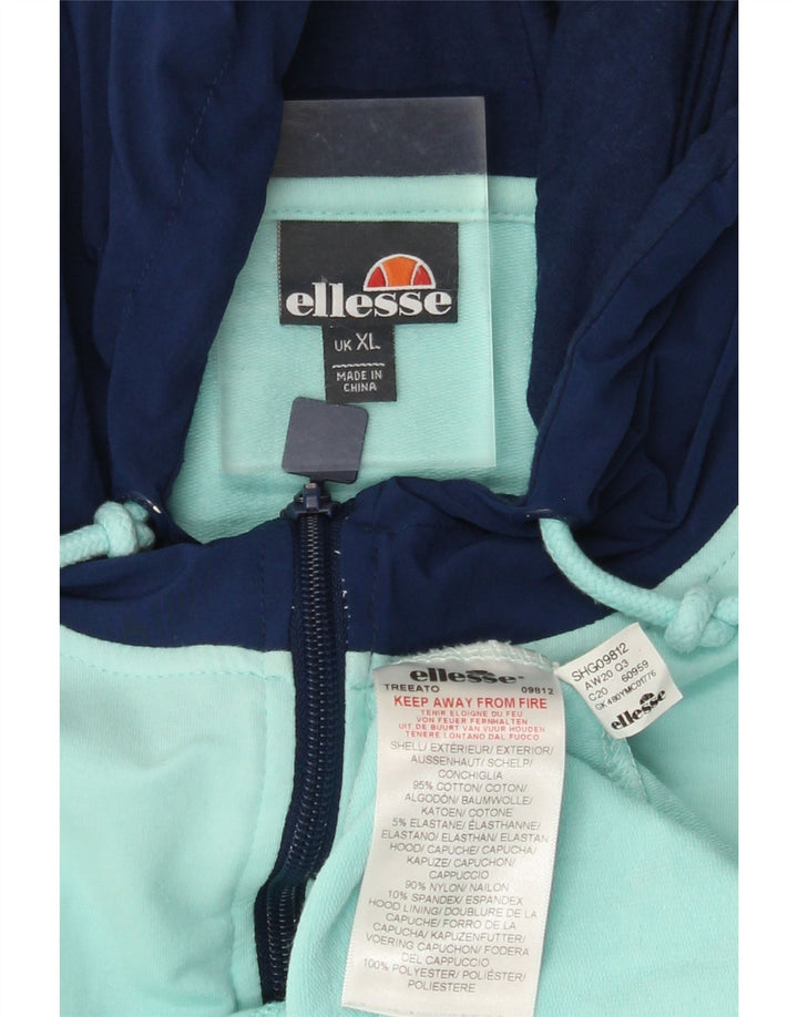 ELLESSE Pull à capuche graphique pour homme XL en coton color block turquoise