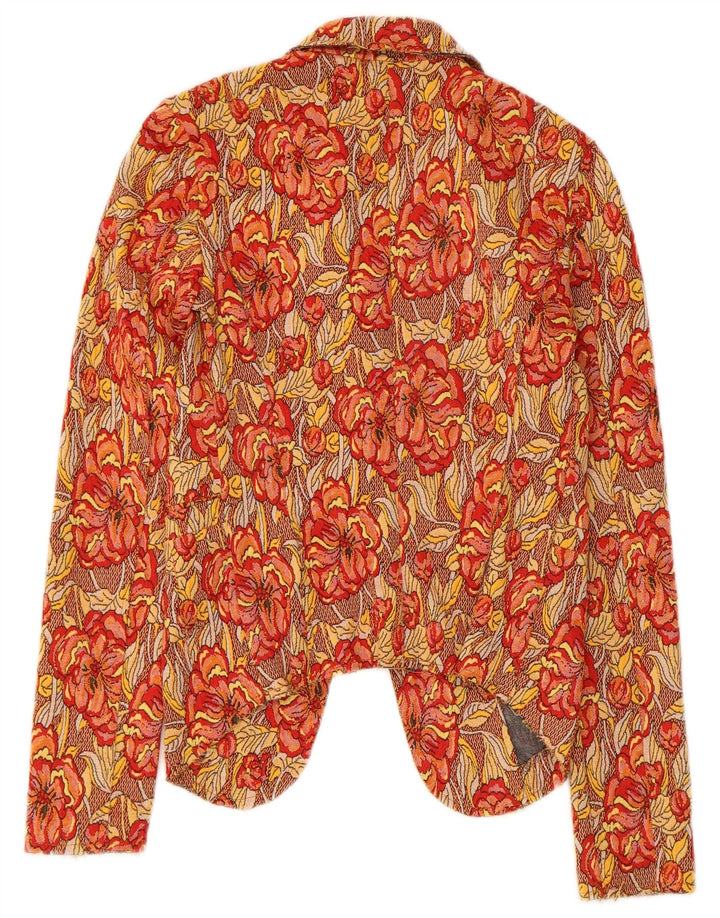 vintage Femmes 1 Bouton Blazer Veste UK 10 Petit Floral Multicolore