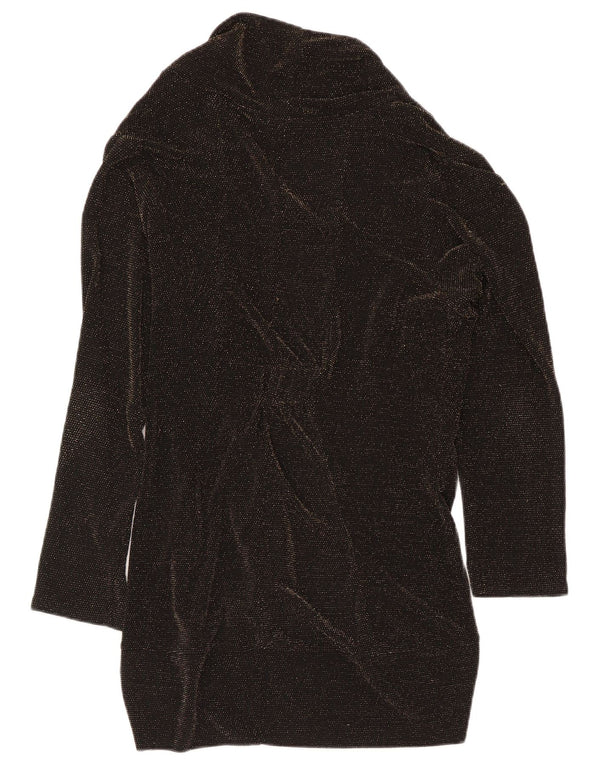 Gerard Womens Longline Open Cardigan Top UK 16 Large Noir Moucheté Nylon