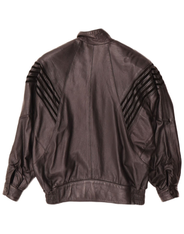 veste en cuir surdimensionnée femme vintage EU 38 Cuir noir moyen