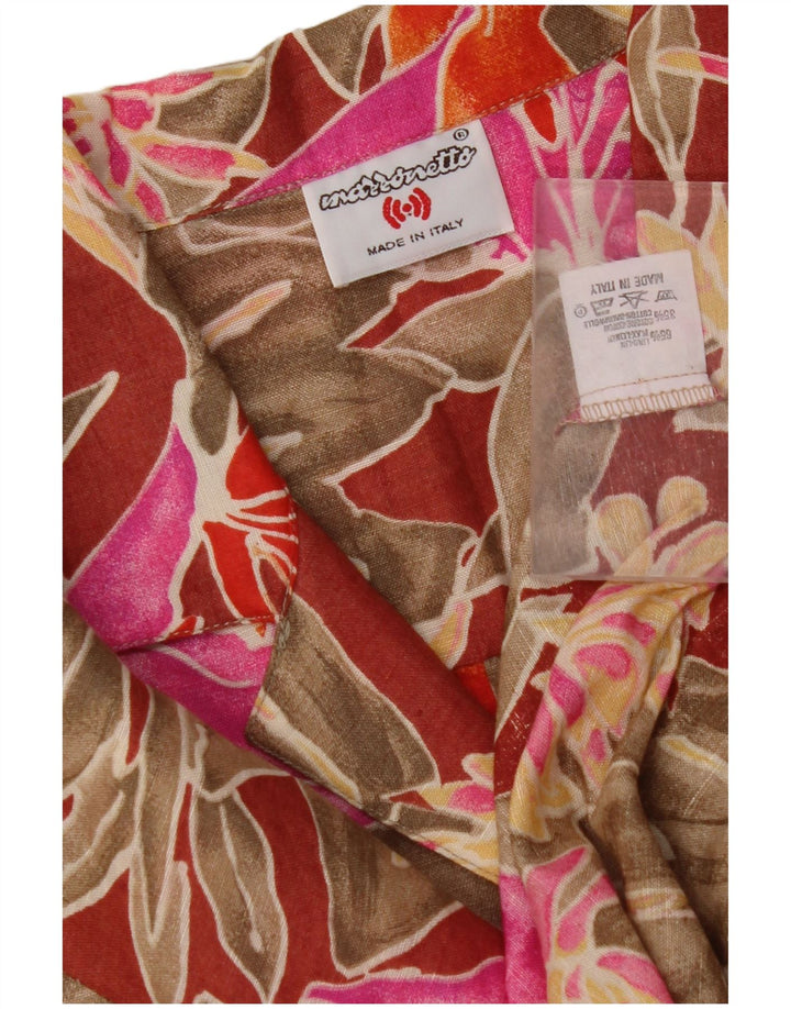 MAZZONETTO Chemise à Manches Courtes Femme IT 46 Grand Floral Multicolore