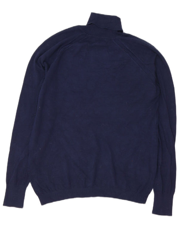 Zara Pull Col Roulé Homme Large Bleu Marine Viscose