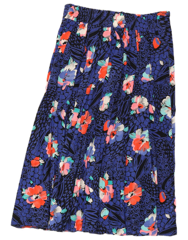 LIBRA Jupe midi femme UK 14 Medium W30 Bleu Floral Viscose