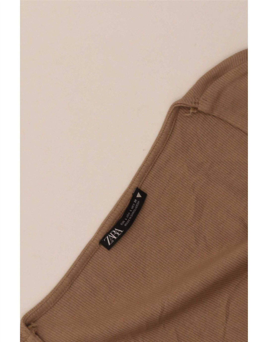Zara Womens Crop Top Manches Longues UK 14 Large Marron