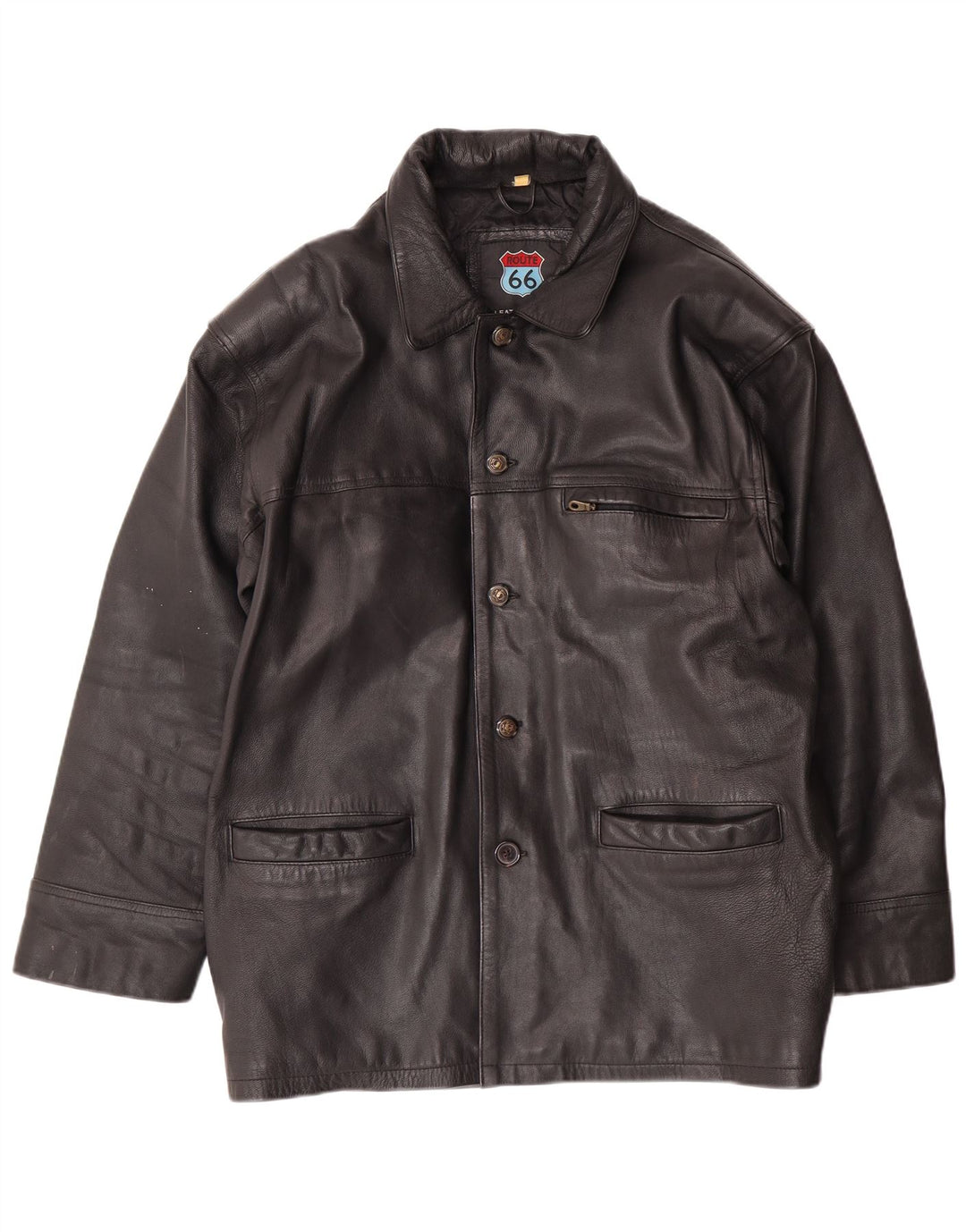 ROUTE 66 Veste en cuir pour homme UK 40 Grand cuir noir