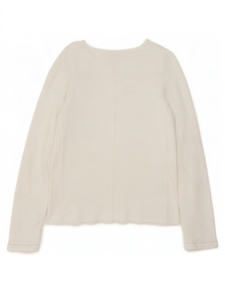 Jigsaw Haut à manches longues pour femme UK 10 Petit Blanc