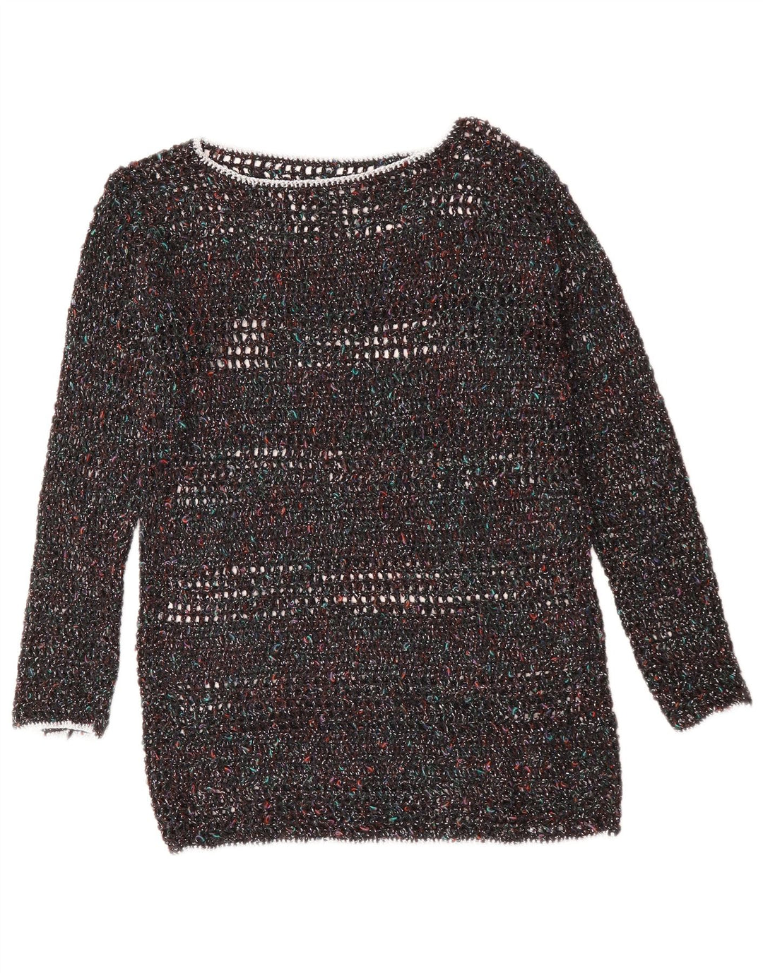 VINTAGE Femme Col Bateau Pull Pull UK 12 Moyen Multicolore Moucheté