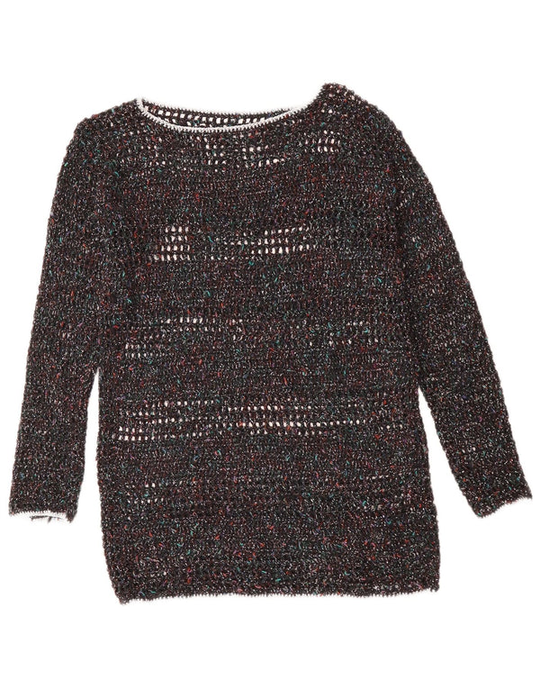 VINTAGE Femme Col Bateau Pull Pull UK 12 Moyen Multicolore Moucheté