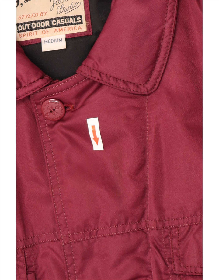 vintage Mens Rembourré Bomber Jacket UK 38 Moyen Bourgogne Nylon