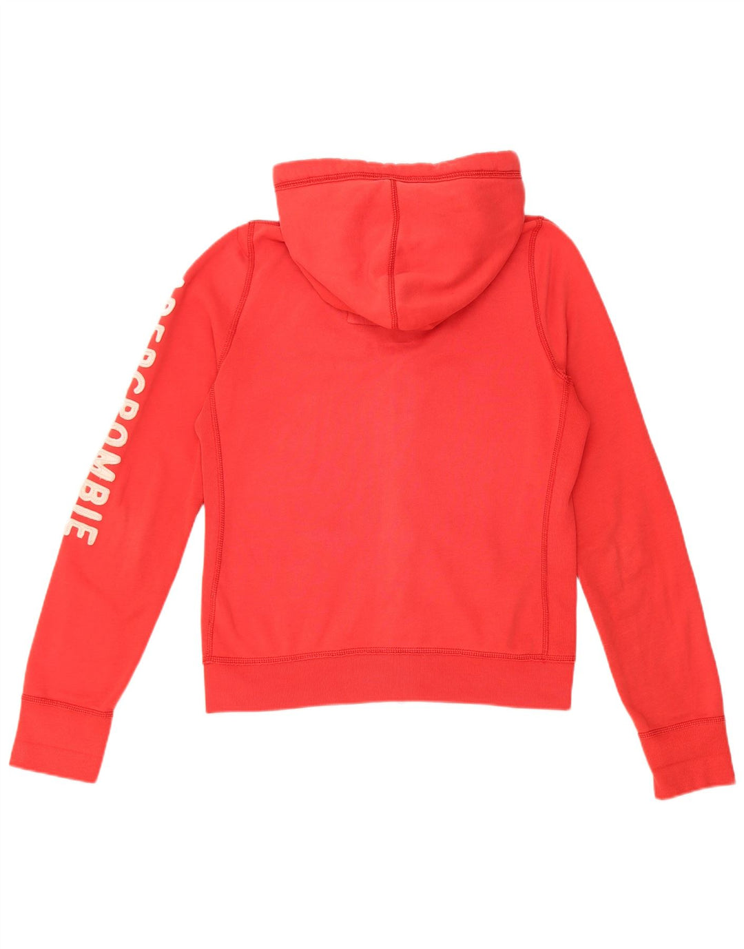 ABERCROMBIE & FITCH Pull à capuche zippé graphique pour femme UK 16 Large Rouge