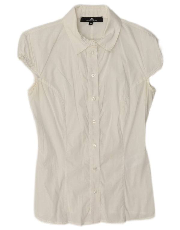 Elisabetta Franchi Chemisier à manches courtes pour femme IT 40 Small Blanc