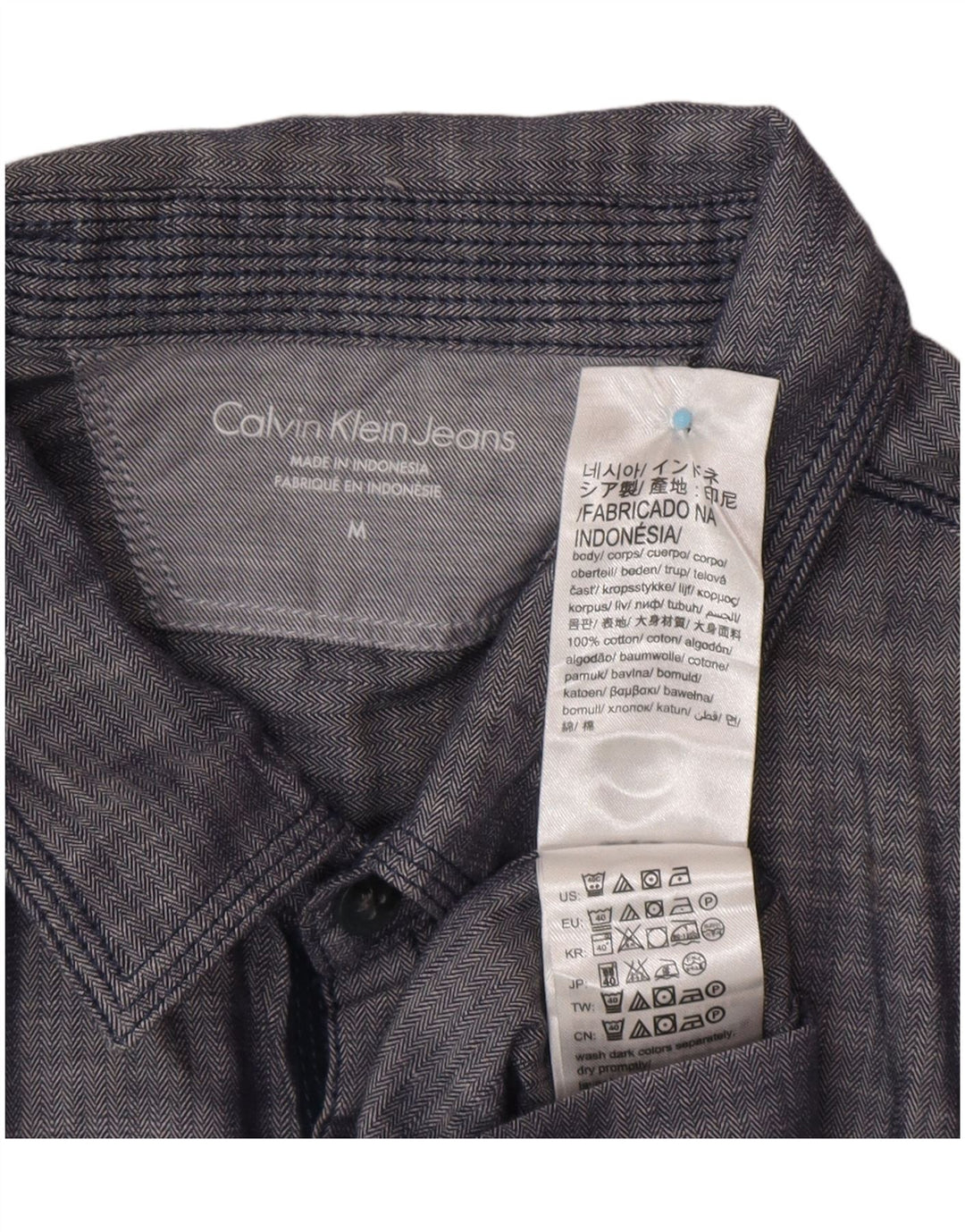 CALVIN KLEIN JEANS Chemise à manches courtes homme bleu marine moyen à chevrons