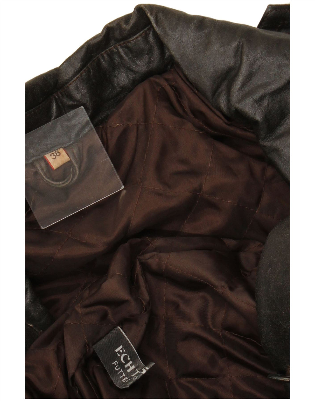 VINTAGE Manteau en cuir double boutonnage femme EU 38 Cuir marron moyen