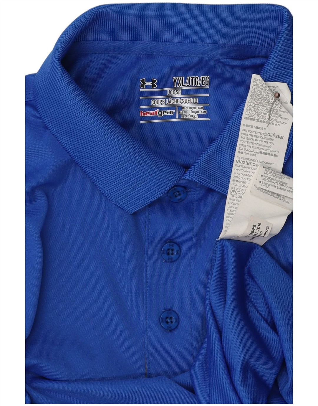 UNDER ARMOUR Polo Heat Gear Garçon 13-14 ans XL Bleu Polyester