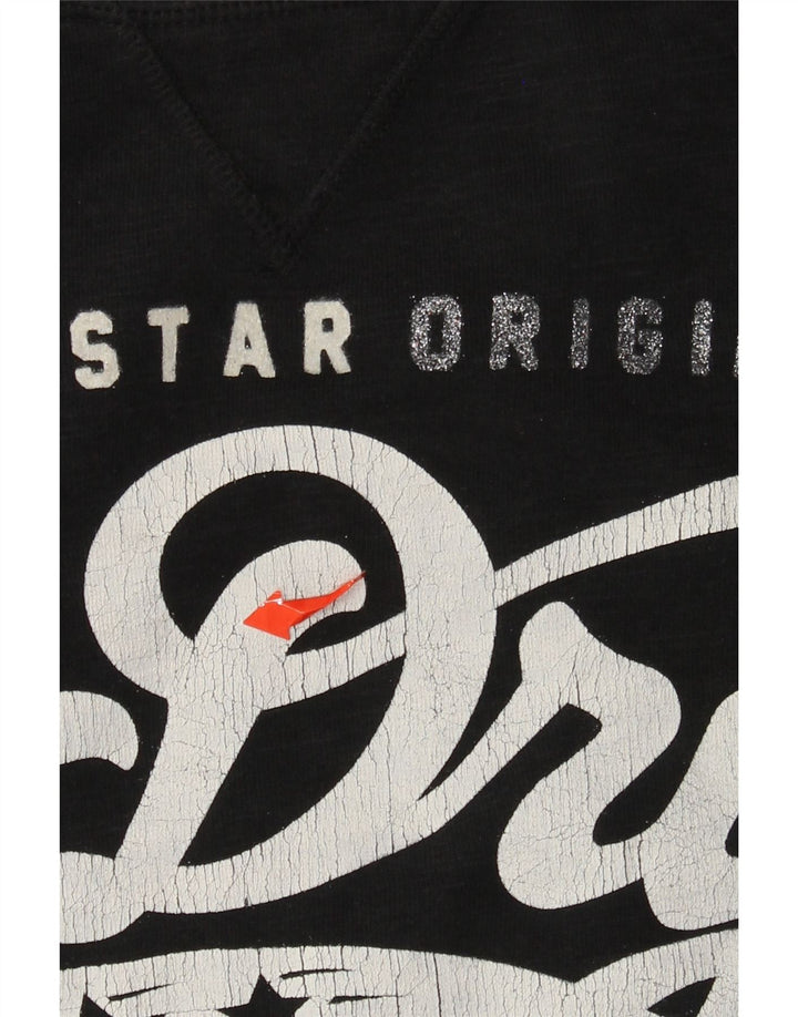 SUPERDRY Sweat-shirt graphique pour femme UK 16 Large Noir Coton