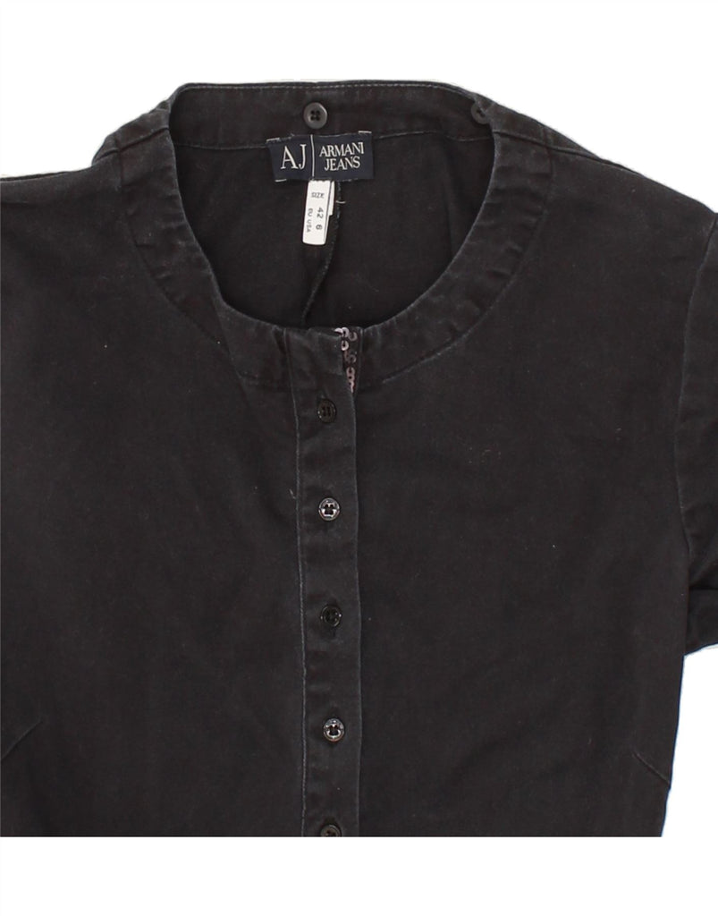 ARMANI Womens 3/4 Sleeve Basic Dress EU 42 Medium Black Cotton Vintage Armani and Second-Hand Armani from Messina Hembry 