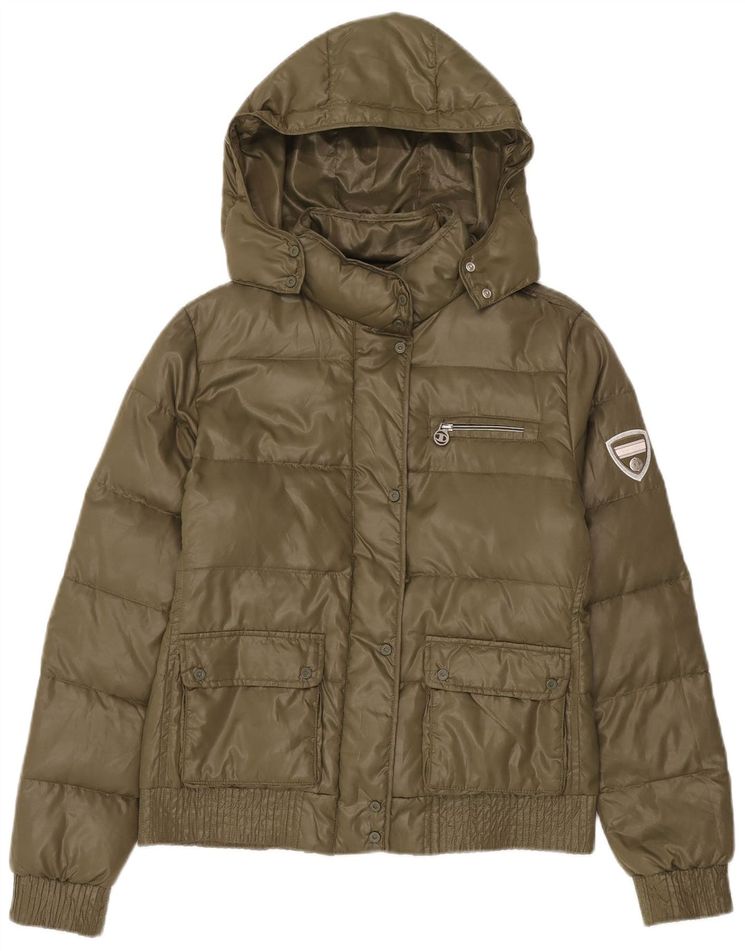 Champion Veste matelassée à capuche pour femme UK 14 Medium Kaki Polyester