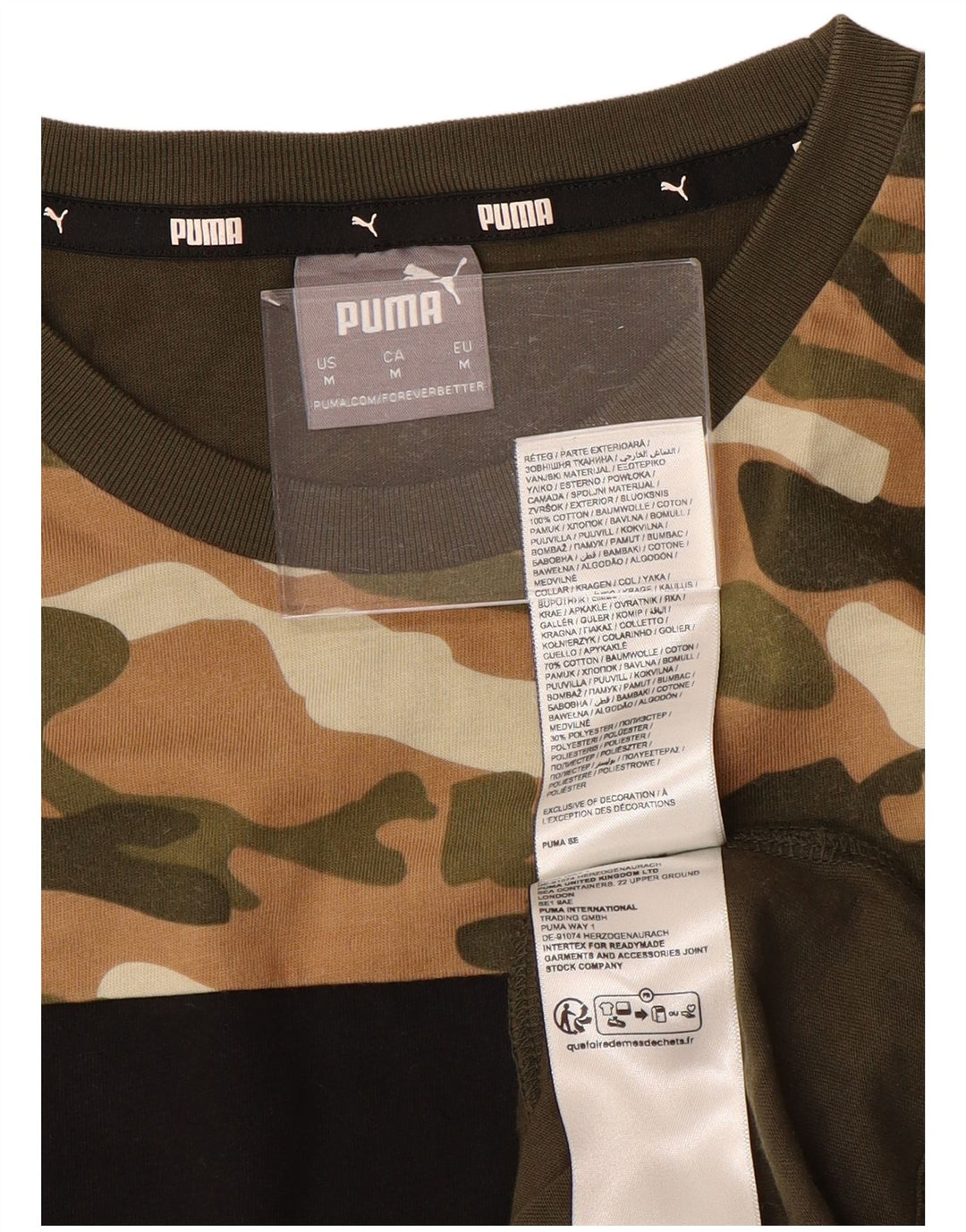 PUMA T-Shirt Graphique Homme Kaki Moyen Camouflage Coton
