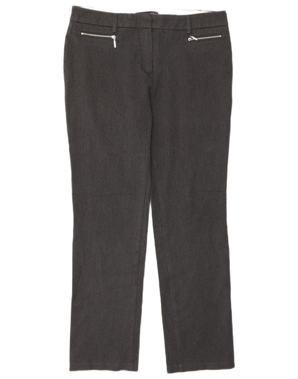Marks & Spencer Pantalon droit décontracté pour femme UK 12 Medium W32 L29 Gris
