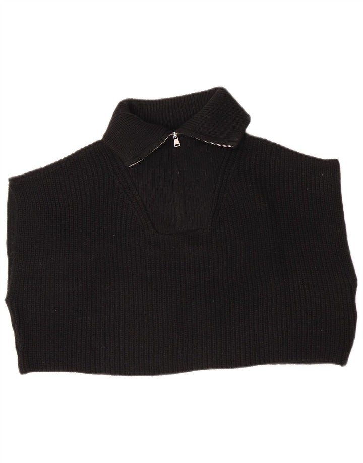 Zara Débardeur surdimensionné à col zippé pour femme UK 14 Noir moyen