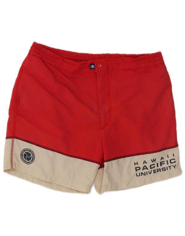 Champion Short de Bain Graphique Homme Large Rouge Colorblock Hawaïen