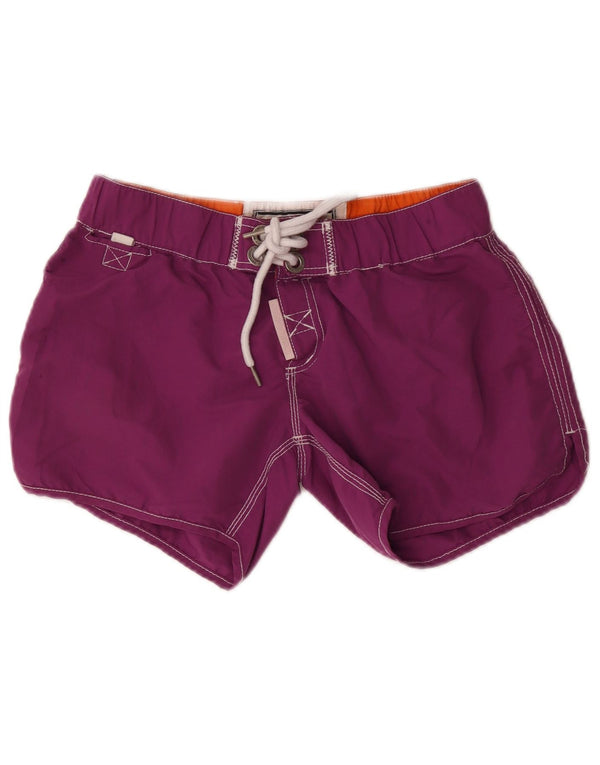 Superdry Short de Bain Graphique Femme UK 12 Violet Moyen Polyester