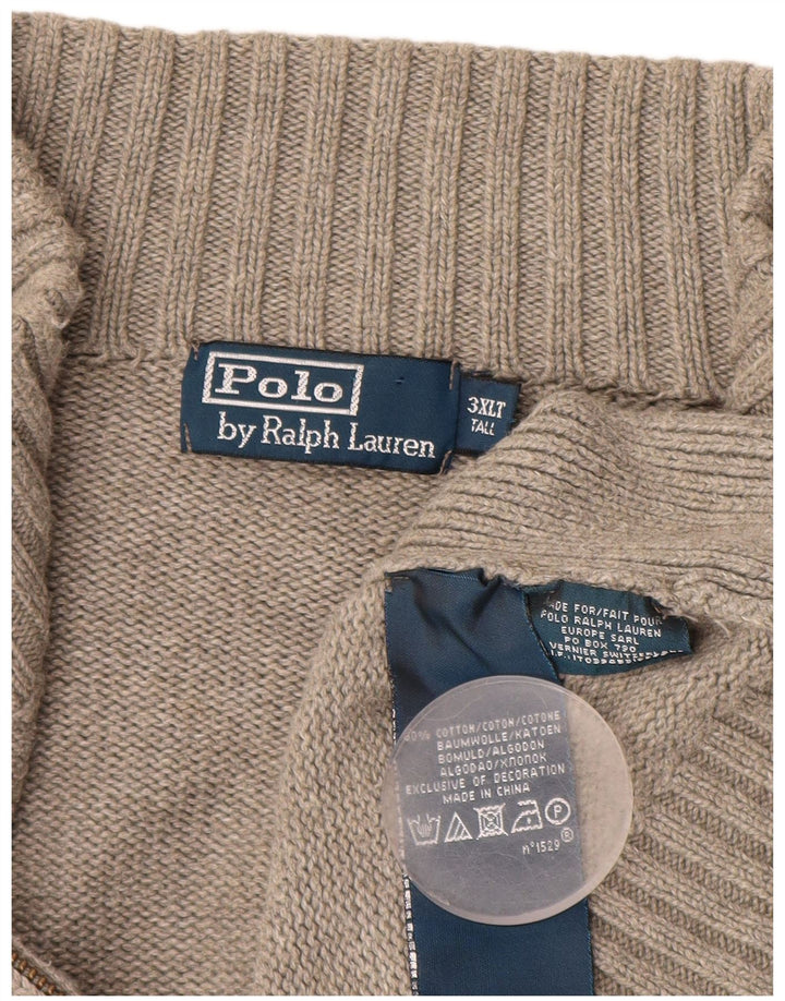 POLO RALPH LAUREN Cardigan haut pour homme en coton beige 3XL