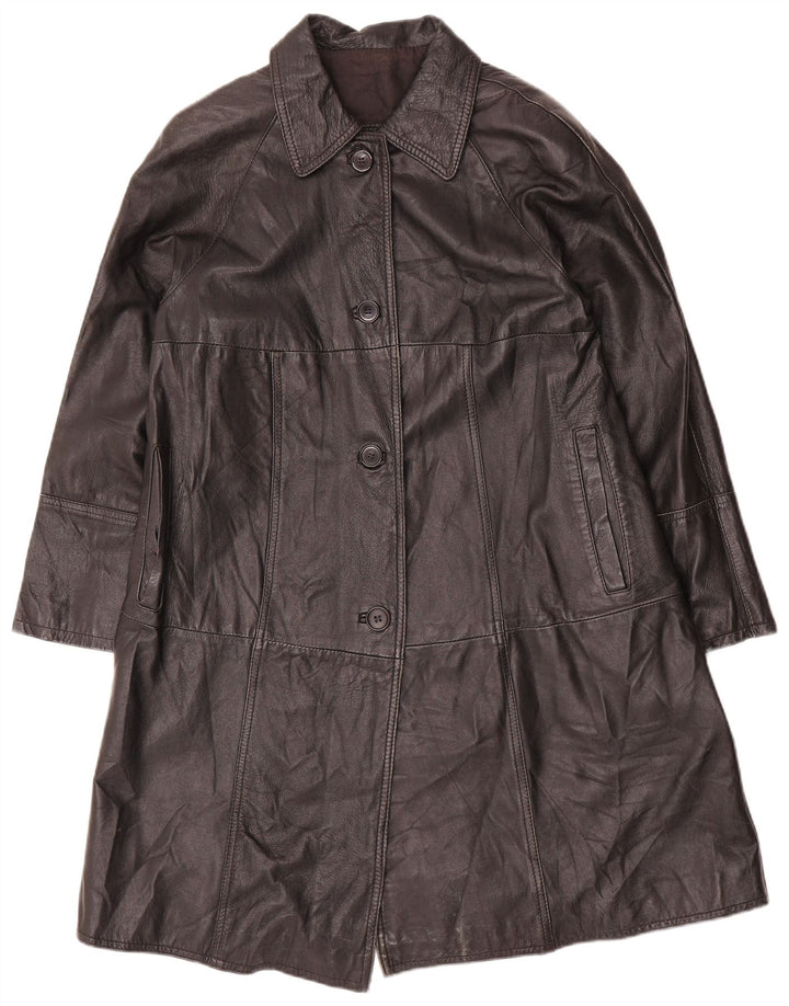 manteau en cuir femme vintage IT 42 Moyen Noir
