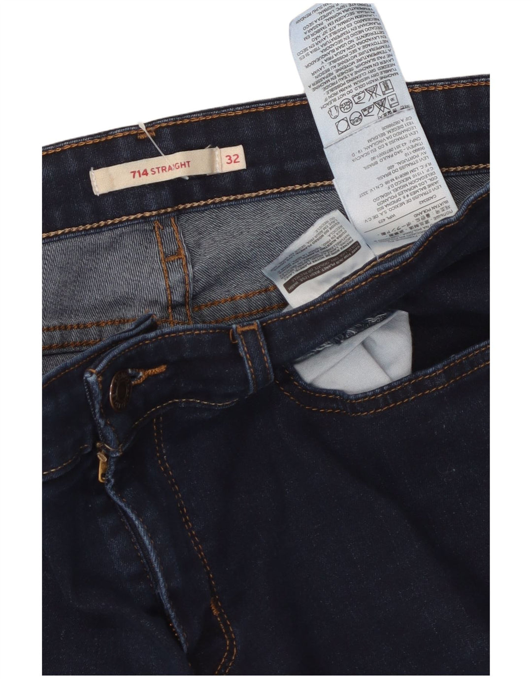 LEVI'S Jean droit 714 femme W32 L28 bleu marine coton