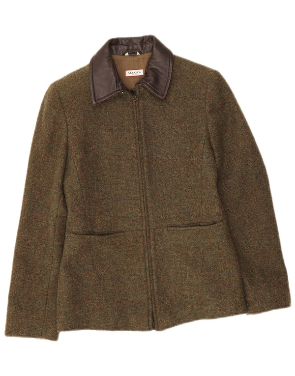 Max & Co. Veste blazer zippée pour femme UK 8 Small Kaki Laine