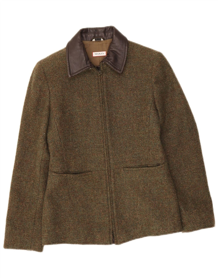 Max & Co. Veste blazer zippée pour femme UK 8 Small Kaki Laine