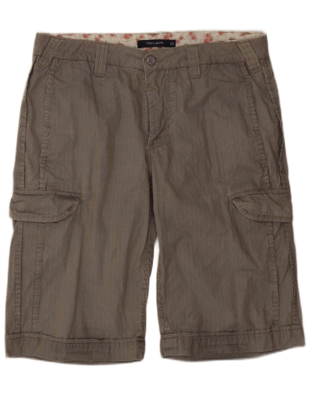 Teddy Smith Short cargo pour homme W32 en coton à fines rayures gris moyen