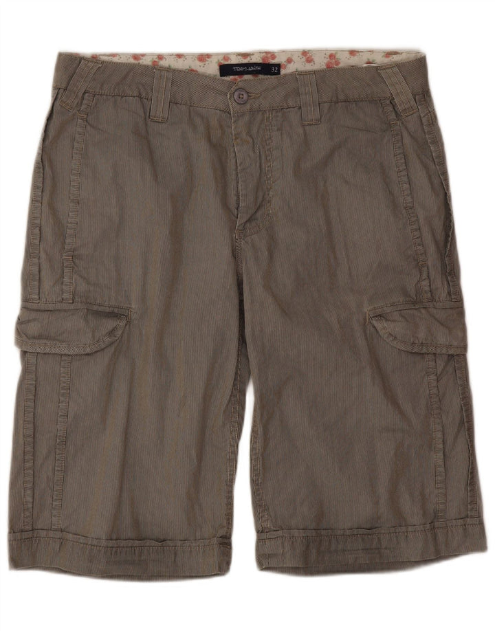 Teddy Smith Short cargo pour homme W32 en coton à fines rayures gris moyen