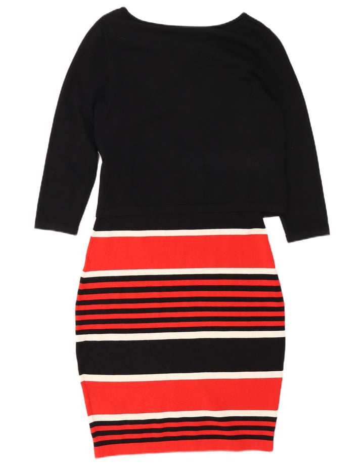 PHASE EIGHT Robe pull à manches 3/4 pour femme UK 10 Petit noir rayé