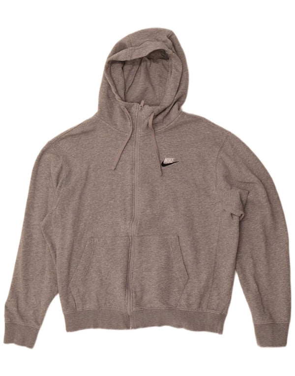 Nike Pull à capuche zippé surdimensionné pour femme UK 14 Coton moucheté gris moyen