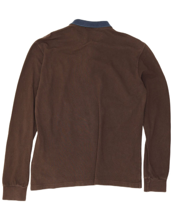 Fred Perry Polo de rugby à manches longues pour homme XL en coton color block marron