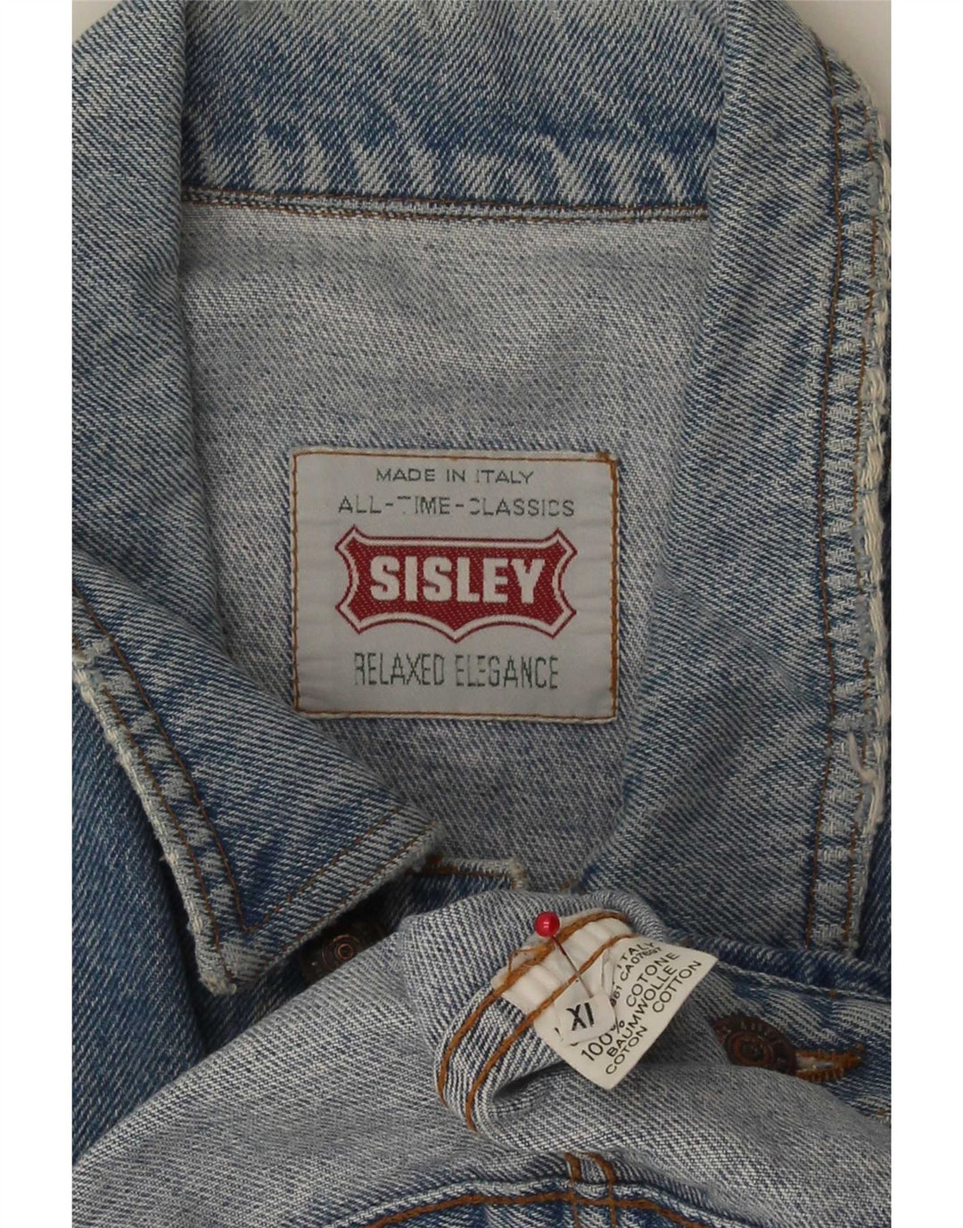 Sisley Veste en Jean Homme UK 42 XL Bleu Coton