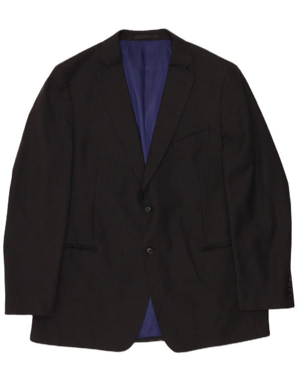 Marks & Spencer Veste blazer longue à 2 boutons pour homme UK 44 XL Gris à fines rayures