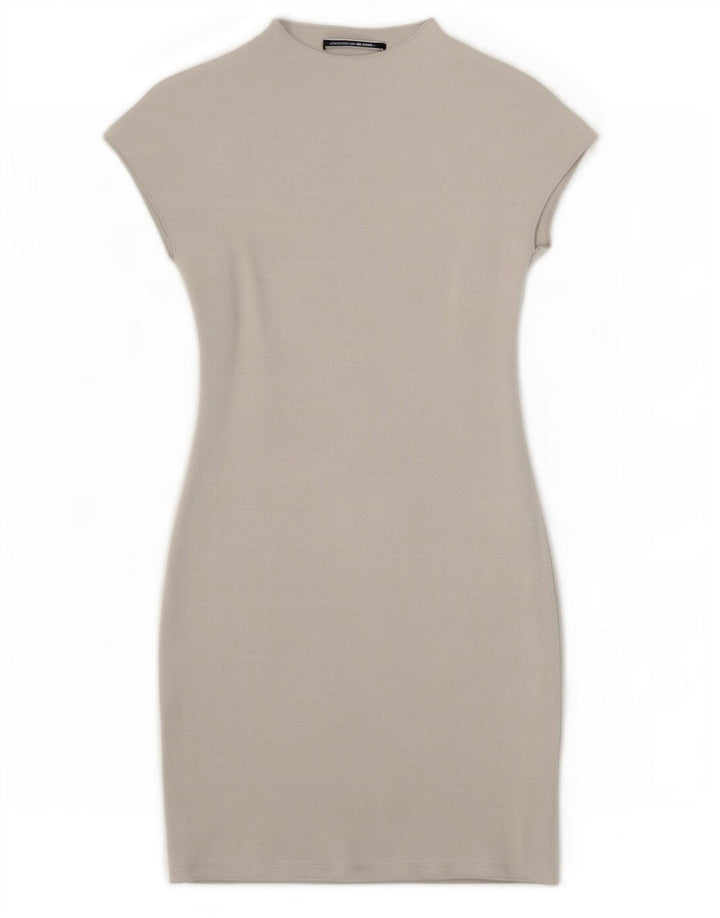 Zara Femme Robe Moulante UK 8 Petite Viscose Grise