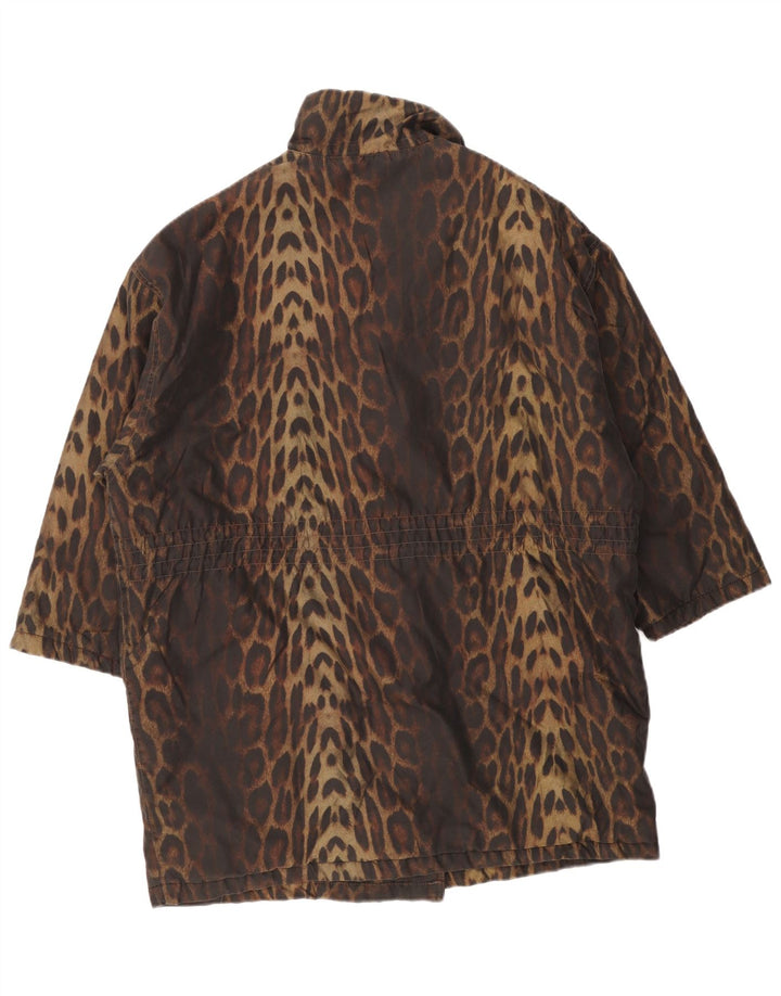 Preca Manteau croisé surdimensionné pour femme IT 42 Marron moyen imprimé animal