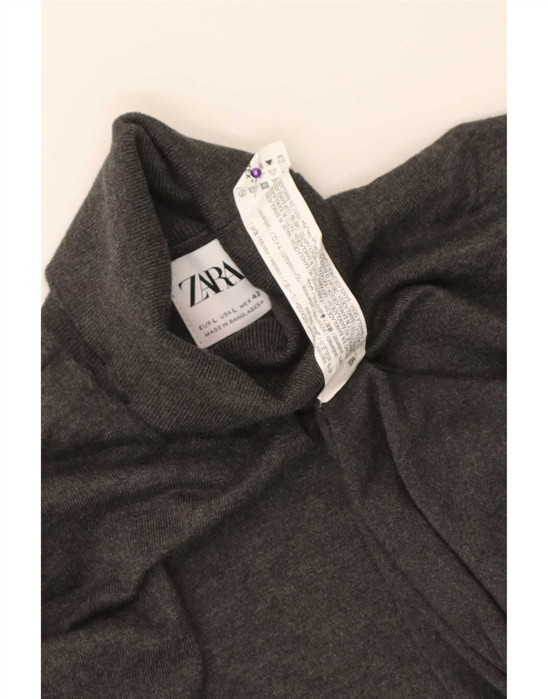 Zara Pull Col Roulé Homme Large Gris Moucheté Viscose