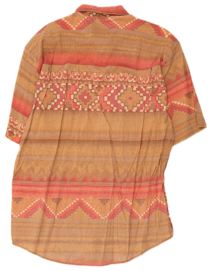 vintage Chemise à manches courtes pour hommes XL Beige Géométrique