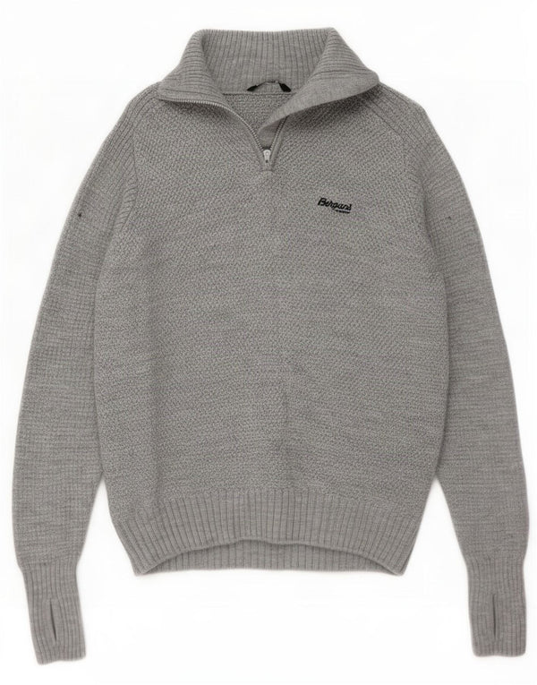 Bergans Pull coupe classique à col zippé pour homme XL Gris chiné classique