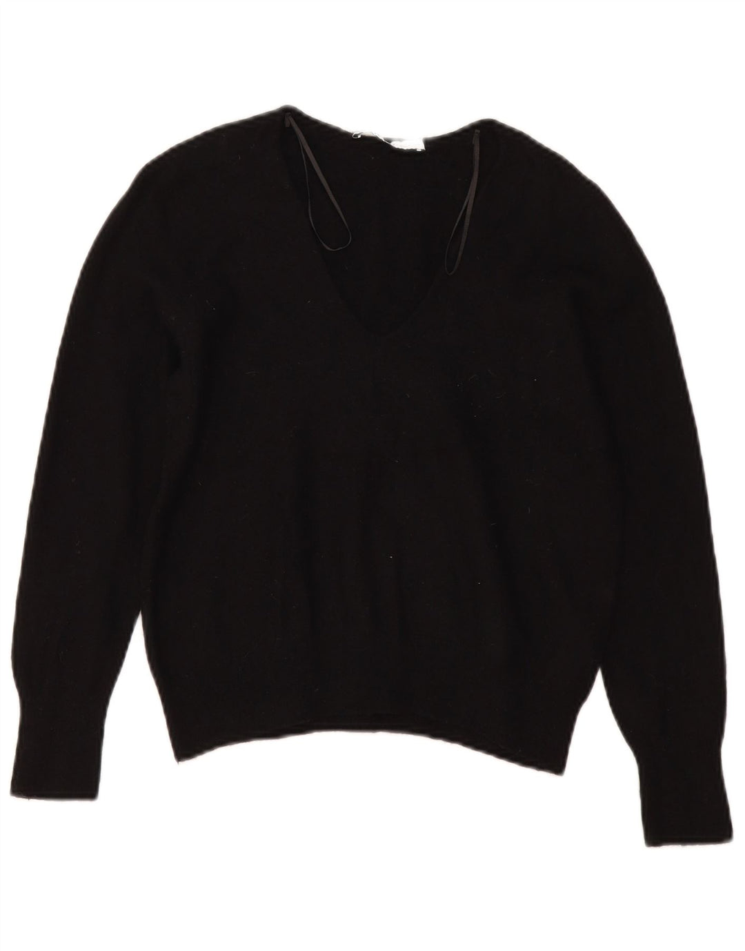 Zara Pull col V pour femme UK 10 Petite laine noire
