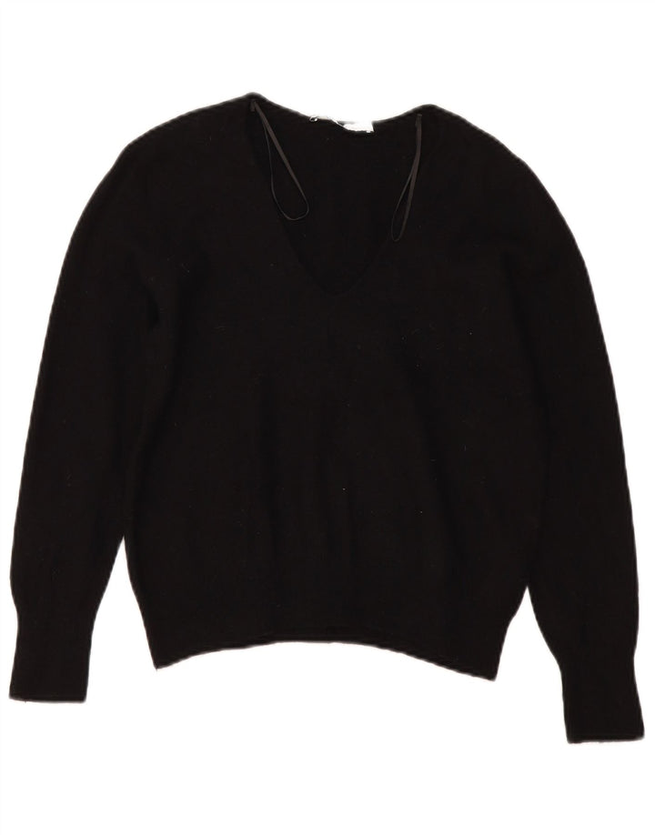 Zara Pull col V pour femme UK 10 Petite laine noire
