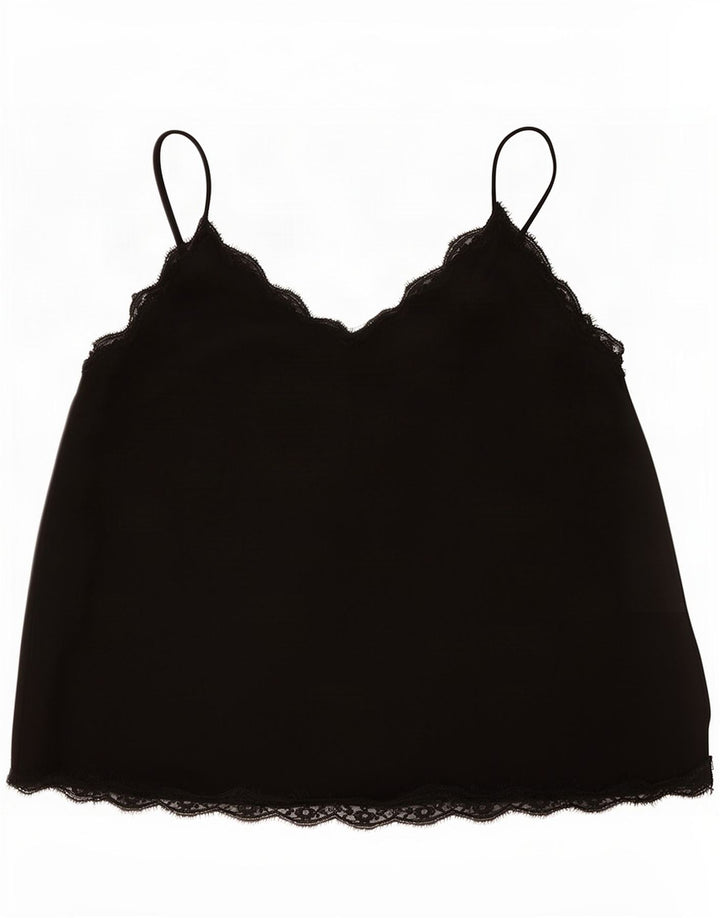 Zara Womens Crop Cami Top UK 16 Large Noir Polyester