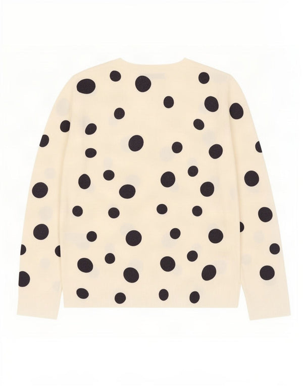 Marks & Spencer Pull col en V pour femme UK 10 Petit Blanc à pois