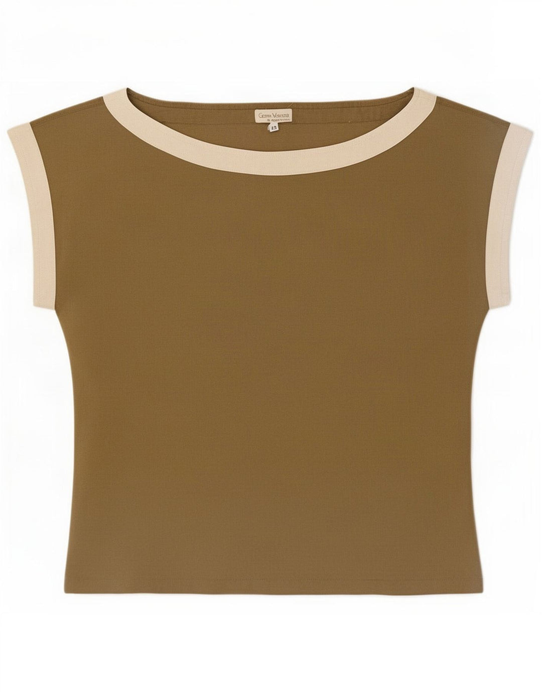 Gianni Versace Femme Chemisier Top IT 44 Kaki Moyen Colorblock Coton
