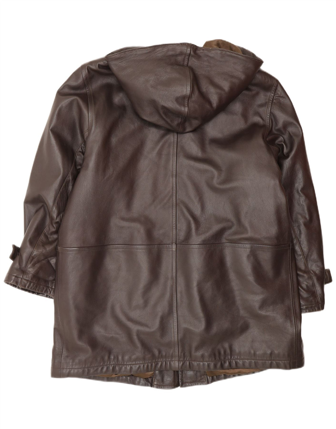 Marina Rinaldi Manteau en cuir à capuche pour femme Taille 23 Cuir marron moyen